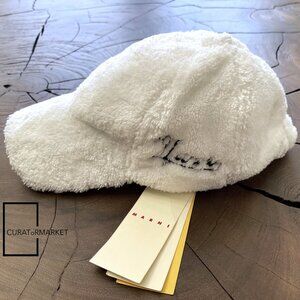 Marni: M Faux Fur Terry Cloth Embroidered Logo Baseball Cap FW24
